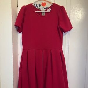 LuLaRoe Red Short Sleeve Pleated Dress